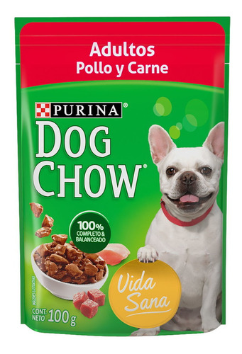 Alimento Sobre Dog Chow Adulto Sabor Pollo Y Carne 100 Grs