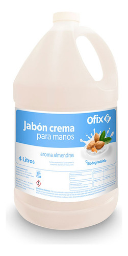 Jabon Liquido Para Manos Ofix Aroma Almendras 4 Litros