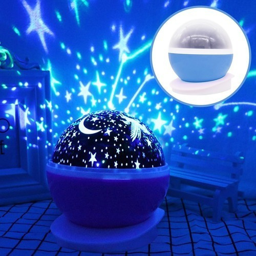 Lampara Velador Luces Estrellas Giratorio Proyector Luz Led Estructura Celeste