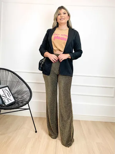 Calça lurex best sale dourada
