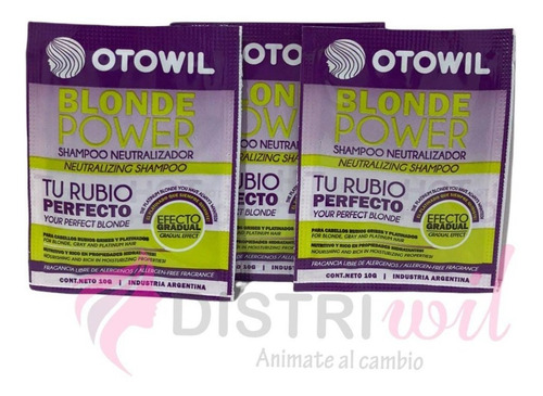 Imagen 3 de 7 de Shampoo Neutralizador Matizador Blonde Otowil Caja X48u.