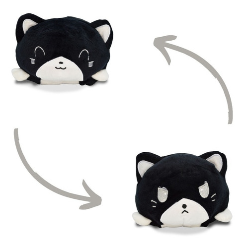 Peluches Gato Y Ballena Reversibles Peluche Kawaii Color Gato Negro Blanco