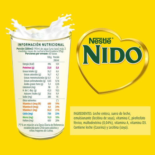Imagen 2 de 2 de Leche En Polvo Nido® Entera Tarro 1500g