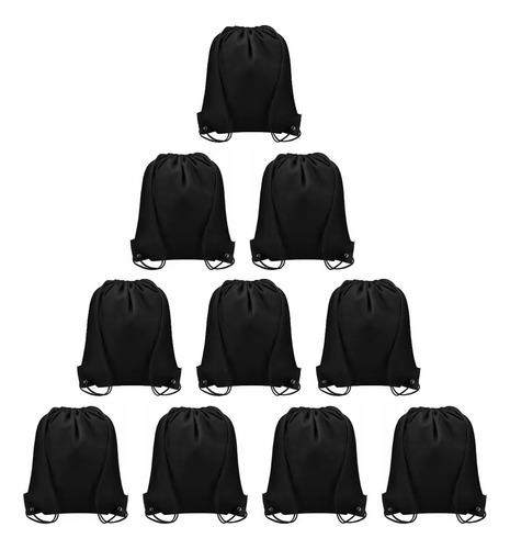 10 Pcs Bolsa Morral De Negro 34x42 Para Estampar