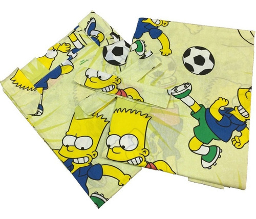 Juego De Cortinas Infantil 2 Paños Los Simpson Color Bart Fútbol