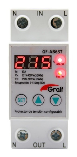 Protector Tensión Monofásico Configurable 63a Con Voltimetro