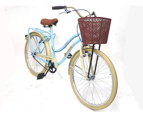 Imagen 2 de 6 de Bicicleta Playera Vintage Frenos Canasto Rodado 26 Verde