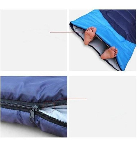 Imagen 3 de 7 de Bolsa De Dormir -10°c Capucha Funda Camping Acolchada Trekk