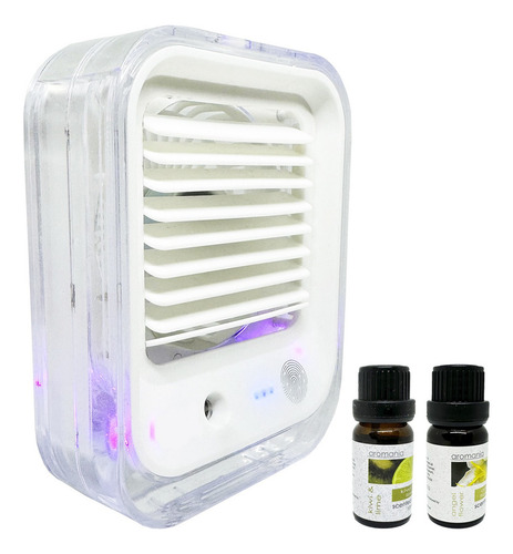 Ventilador Y Humidificador Portátil Con Esencias Aromáticas Cantidad De Aspas 3 Estructura Blanco Aspas Blanco Diámetro 12.7 Cm Frecuencia 50 Material De Las Aspas Plástico