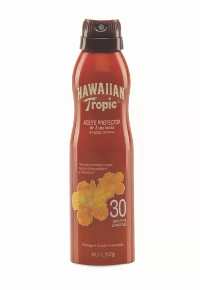 Protector solar Hawaiian Tropic Tanning FPS 30 Carrot Oil en spray de 180 mL
