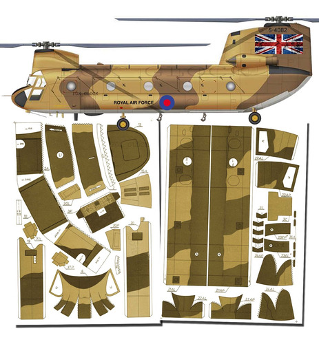 Ch-47 Chinook Ingles Desert Escala 1.33 Papercraft
