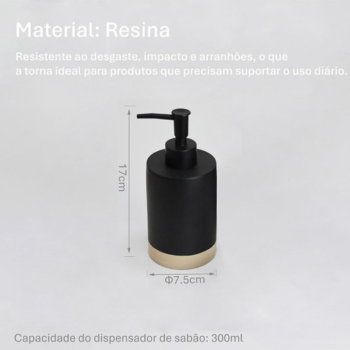 Lumai Kit Lavabo Acessórios De Resina E Bandeja De Bambu
