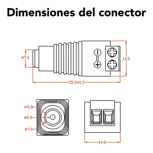 Imagen 8 de 8 de 15 Conectores Jack Hembra Tornillo P/fuente De Alimentación
