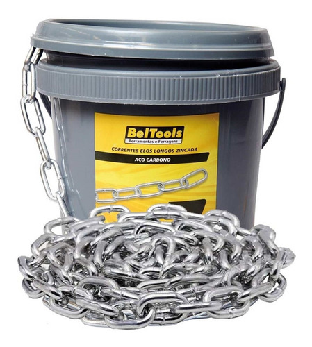 Corrente De Aço Inox A4 1/4 6,40mm Balde Com 25kg Beltools