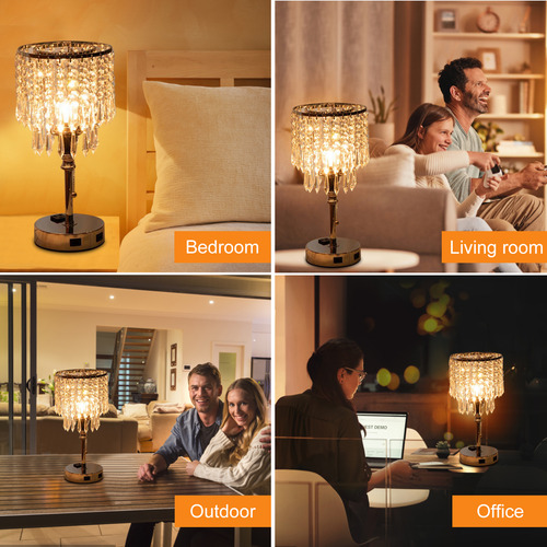 Lámpara De Mesa Usb De Cristal Con Interruptor De Cadena Con