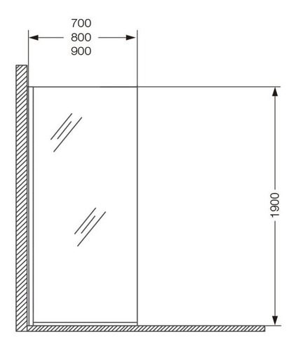Mampara Ferrum Alta Rebatible Vidrio Templado 70x190 Nl71a