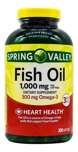 Omega 3 Premium 1000 Mg 300 Caps Epa + Dha Fish Oil Spring Sabor Sin sabor