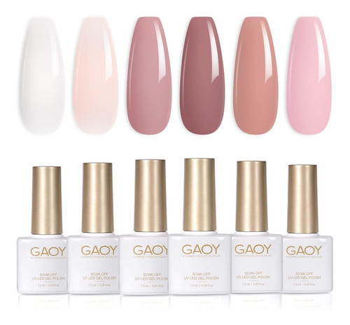 Gaoy - Juego De Esmaltes De Uñas De Gel Color Rosa Nude, 6 C