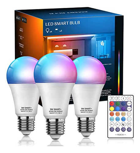 Smart Light Bulbs No Hub Required, Wifi & Bluetooth A19...