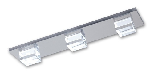 Lampara Techo Triple Rectangular Vidrio Pulido Luz Led Linea