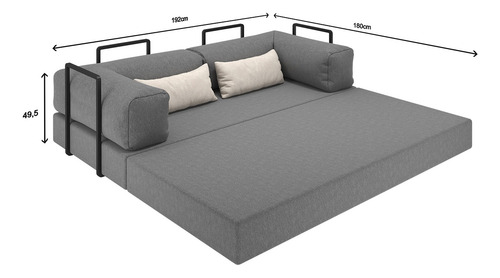 Puff Na Caixa Sofá Cama 3 Em 1 Modular 2 Lugares Dobrável