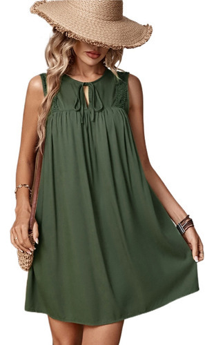 Vestido De Mujer Verano Casual Sin Mangas Encaje Color