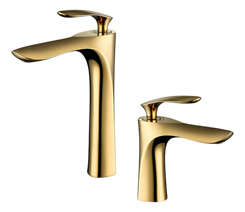 Torneira Alta Banheiro Lavabo Monocomando Misturador Cor Dourado Yesop