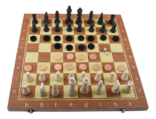 A Jogo De Xadrez De Madeira Dobrável 39x39cm Dobrável