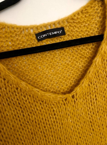 Sueter De Punto Tejido Holgado Color Mostaza Contempo (Usado)