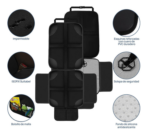 Protector Asientos Para Auto,2 Pcs Protector Asiento Trasero
