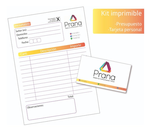 Kit Imprimible Tarjeta Personal + Presupuesto Con Tu Logo