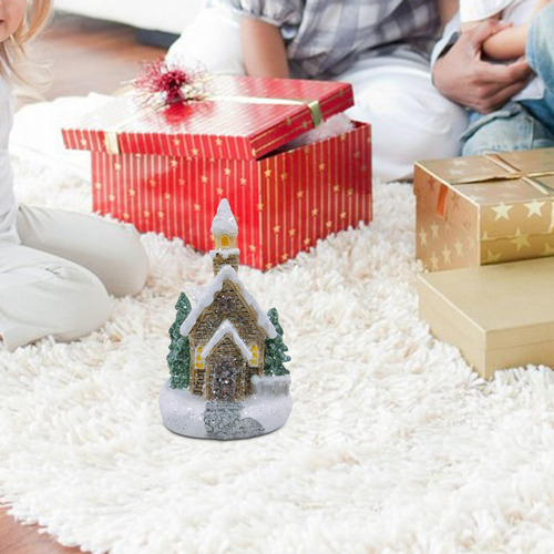 Casa De Nieve Iluminada Para Navidad, Multiusos, De Resina D