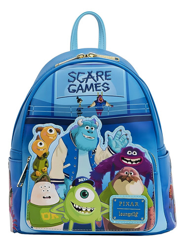 Design de tecido estampado com capa azul da Disney Loungefly Monsters University Scary Games Team Usma