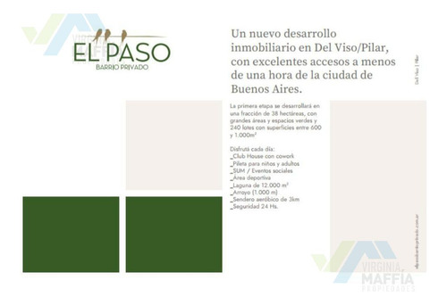 Terreno En Venta - El Paso - Del Viso - Vista A La Laguna