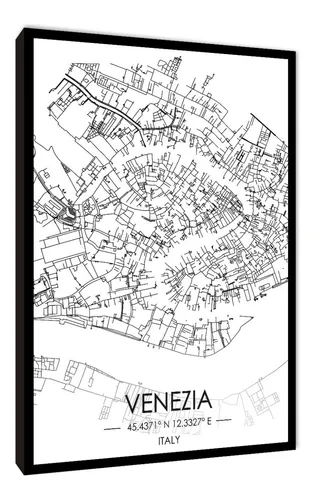 Cuadros Mapa Venecia Varios Modelos 20x29