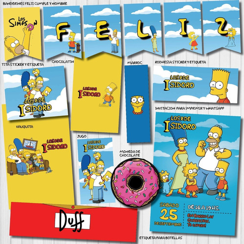 Kit Imprimible Personalizado Los Simpson Candy Deco Invitaci