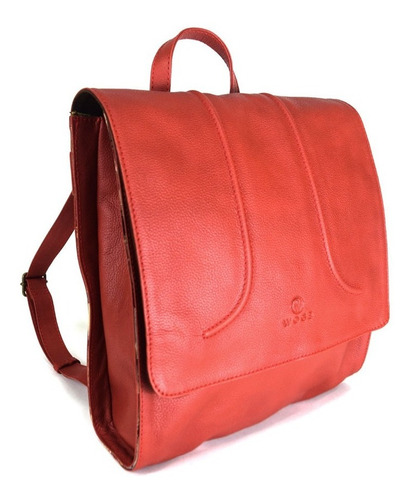 Back Pack Para Dama 100% Piel Color Rojo