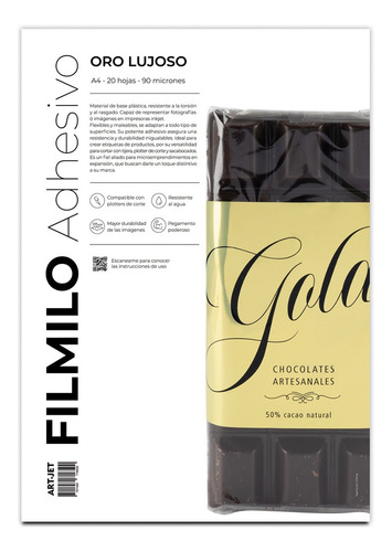 Filmilo Adhesivo Oro Lujoso A4 20 Hojas