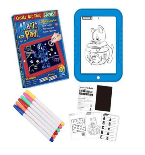 Tableta De Dibujo Con Luz Led Magic Pad Marcadores Gratis