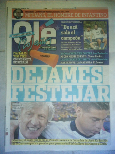 Diario Ole 18 Junio 2016 Colombia 0 Peru 0 