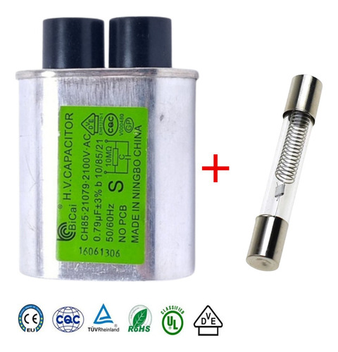 Capacitor Microondas 0.79 Uf 2100v Con Fusible 5000v 800ma