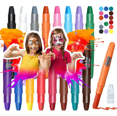 Kit Pintura Crayon Facial 16 Color Para Niño Corporal Base