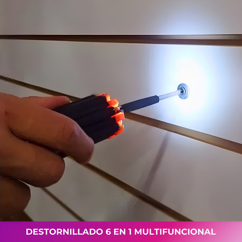 Destornillador 6en1 Linterna Integrada Pila Multifuncional