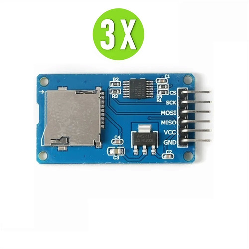 3 X Módulo Lector De Micro Sd Para Arduino, Raspberry Pi,