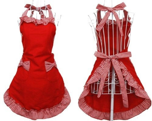 Hyzrz Cute Fashion Cotton Flirty Red Delantales Para Mujeres