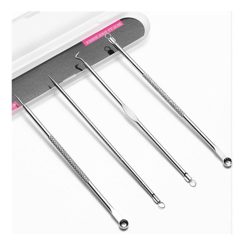 Kit 4 Extractor Cureta Quita Acné Puntos Negros Y Barro Limpieza