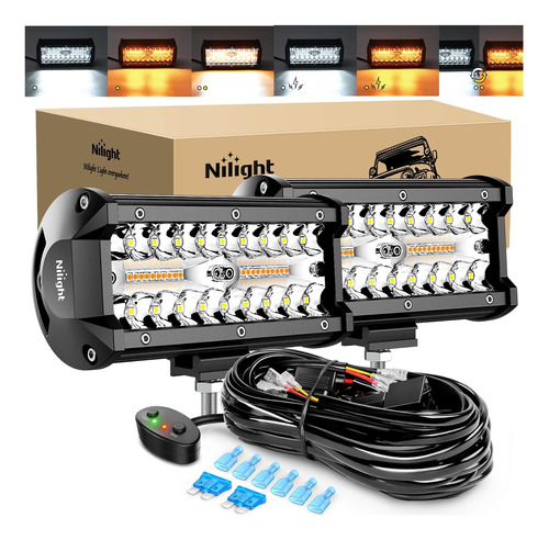 Barra De Luz Led Nilight, 2 Piezas, 6.5 Pulgadas Y 120 W, Ám