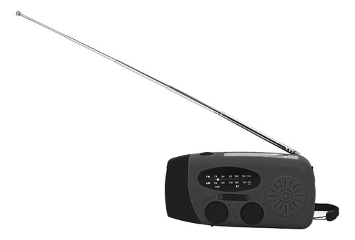 Radio Solar De Manivela Con Linterna Led (negra) A