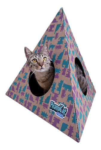 Imagem 1 de 2 de Toca Interativa P/ Gatos Pet Games Piramicat Lilás E Verde