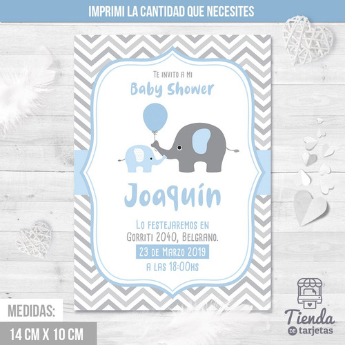 Imagen 2 de 3 de Invitación Digital + Imprimible - Elefantito Baby Shower